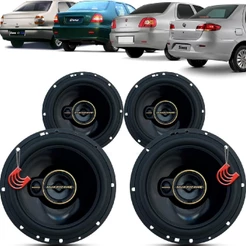 Kit Alto Falantes Dianteiros e Traseiros Fiat Siena 1997 até 2016 - Hurricane Aurum 480w