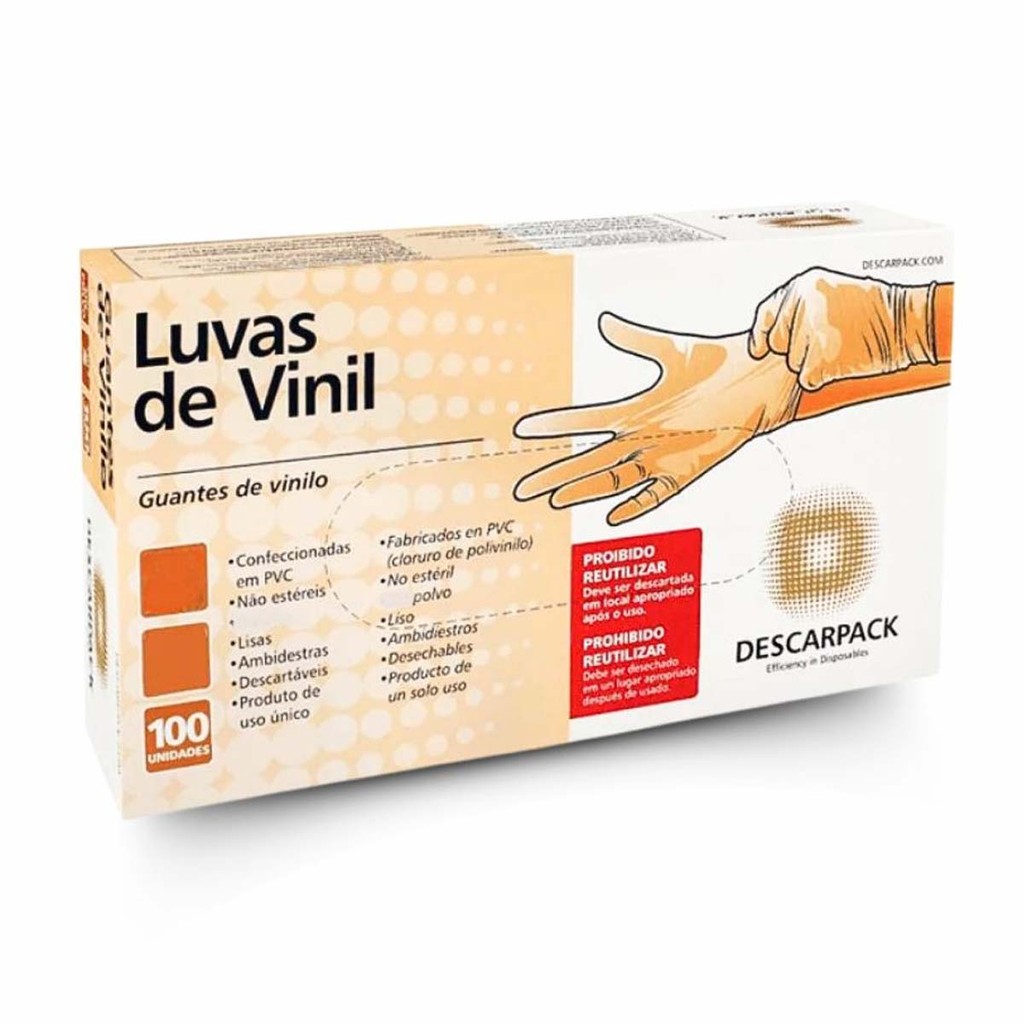 LUVA PROCED VINIL DESCARPACK P Com Pó 100UN em Oferta na Shopee