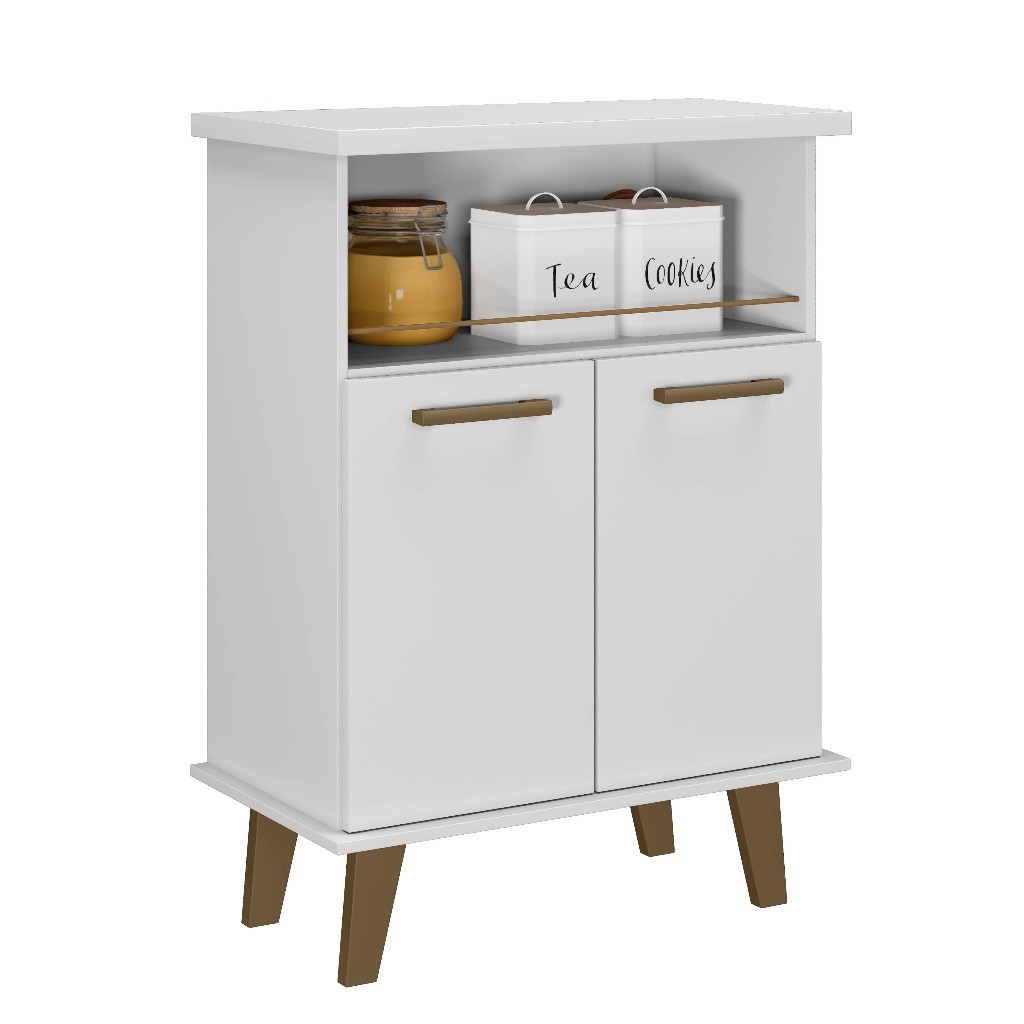 Balcão Gabinete 2 Portas - Armário Multiuso Com Nincho e Suporte Microondas em Oferta na Shopee