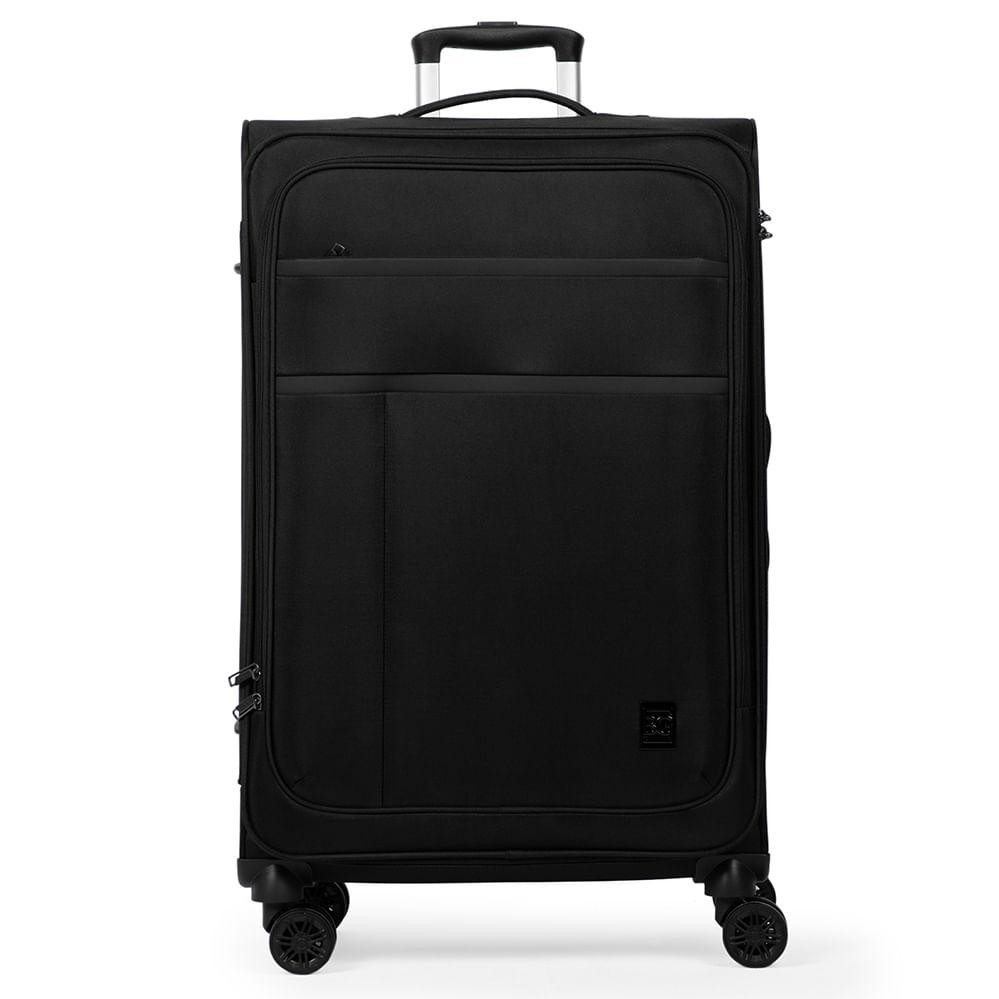 Mala Grande Poliéster 4 Rodas Lyon Preta - Travel & Luggage