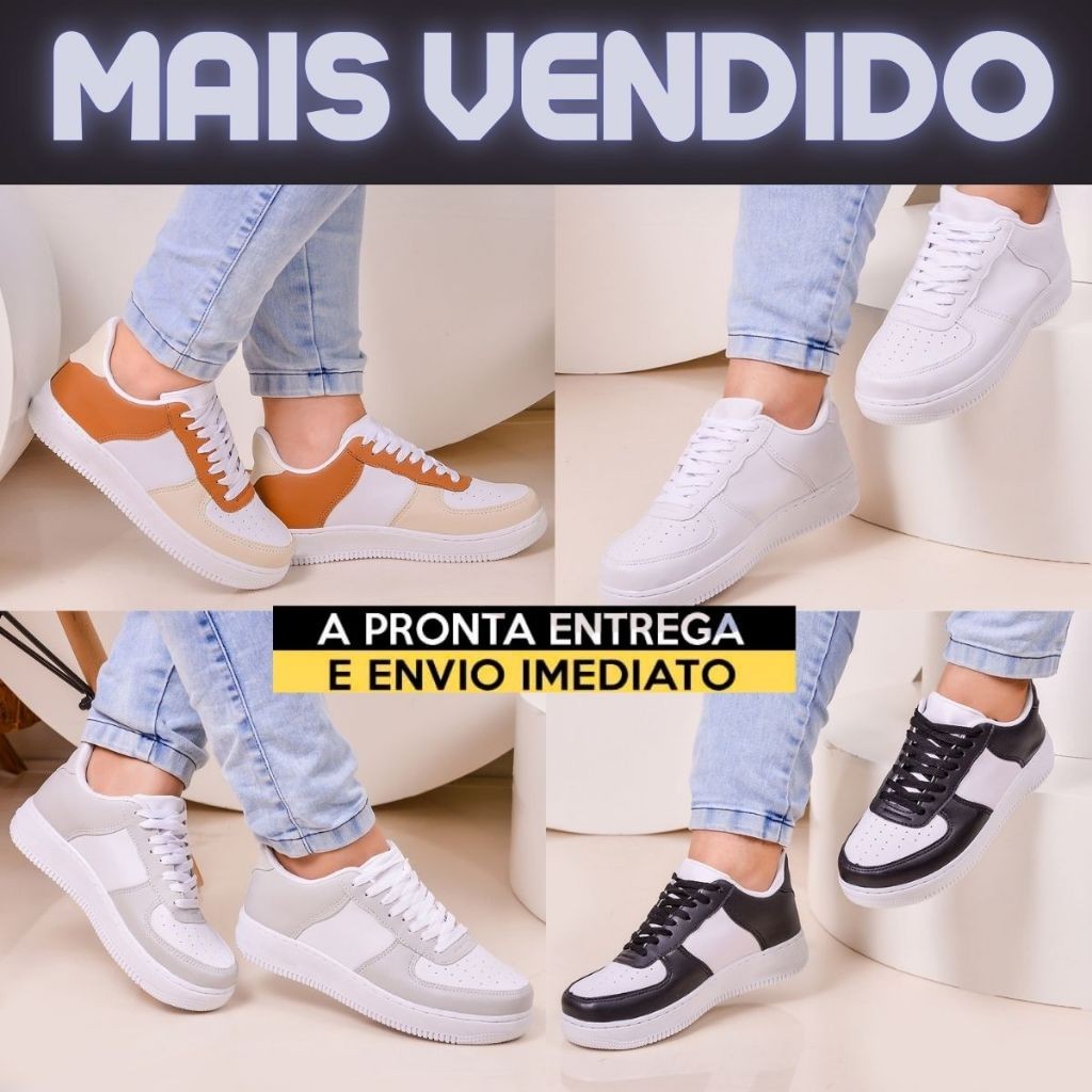 Tênis Casual Feminino Branco Dia a Dia Macio Leve Confortável Versátil Estiloso