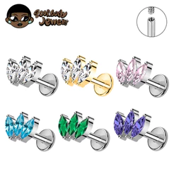 Piercing Labret Titânio PVD Para Orelha, Lábios, Helix, Conch, Cartilagem e Outros