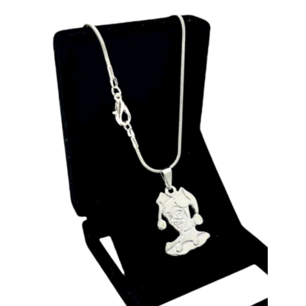 Colar feminino fino banhado a prata 925 c/ pingente Arlequina 11 rn