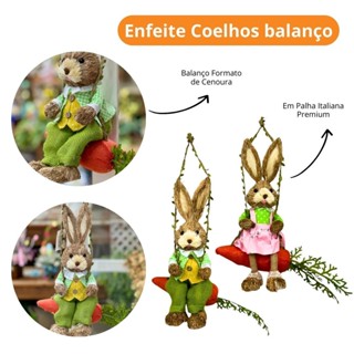 Coelho Balanço Cenoura De Palha P/ Pendurar 65cm - Vencedor em Oferta na Shopee