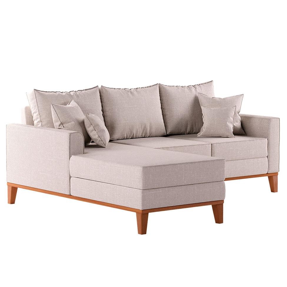 Sofá 3 Lugares Beny Com Chaise Esquerdo Linho Cru em Oferta na Shopee