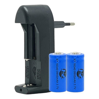 2 Bateria De Grande Durabilidade 16340 Cr123a Recarga + Carregador Ajustável Bivolt De Alta Qualidade