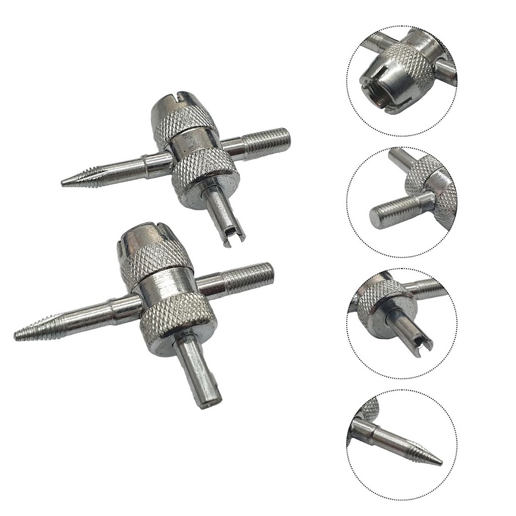 Kit 2 Chave Saca Válvula Extrator Pneu Carro Moto 4x1 Ômega