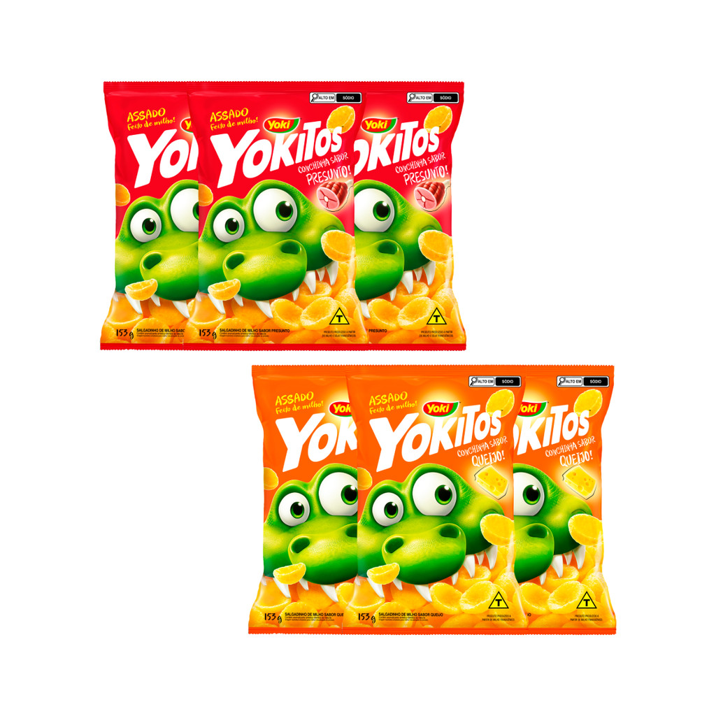Kit 3 Salgadinho de Milho Conchinha Yokitos 153g Sabores
