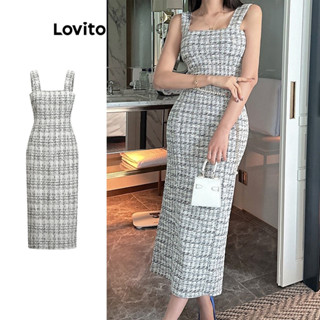 Lovito Vestido Casual com Fecho Dividido para Mulheres L77ED311