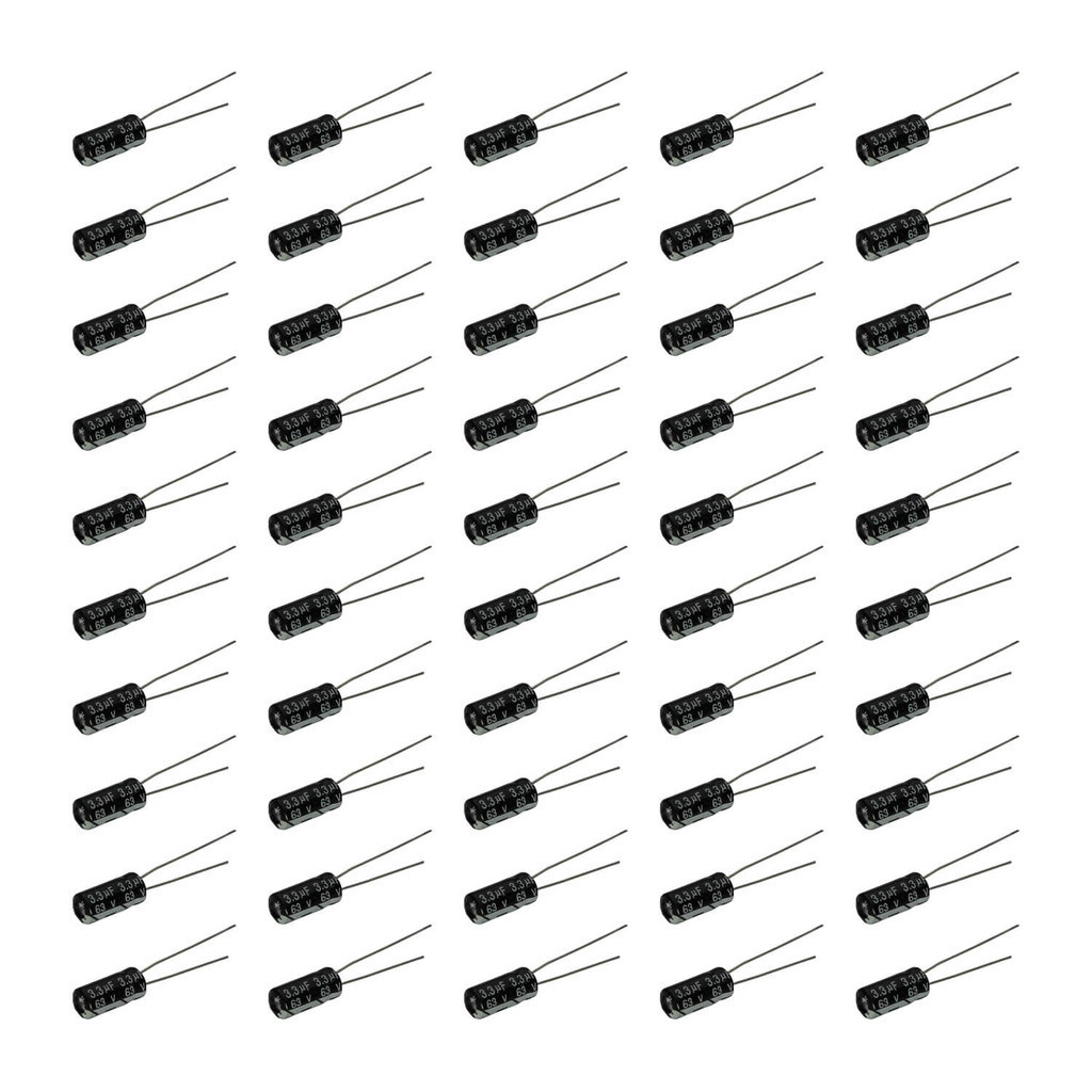 50x Capacitor Eletrolítico 3,3uf x 63v 105º Kit c/ 50Peças