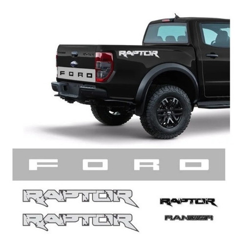 Adesivo Ford Ranger Raptor + Faixa Tampa Ford Cinza/grafite