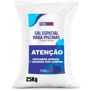 Sal Especial Para Piscinas 25kg Cristalização Da Água Limpa Mais Linha de piscinas Tog Max Piscinas em Oferta na Shopee