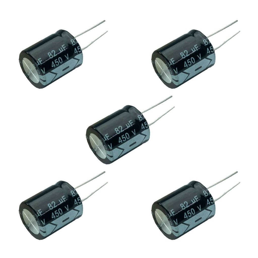 5x Capacitor Eletrolítico 82uf x 450v 105º Kit c/5 Peças