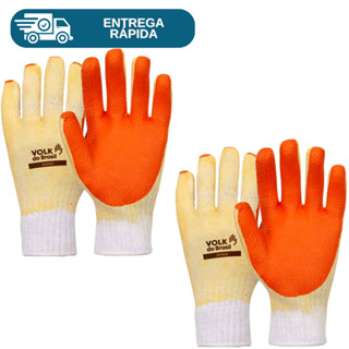 Kit 2 Prs Luva Emborrachada Orange Volk Malha Vulcanizada Laranja De Segurança Gladiador Previlon Proteção Epi em Oferta na Shopee