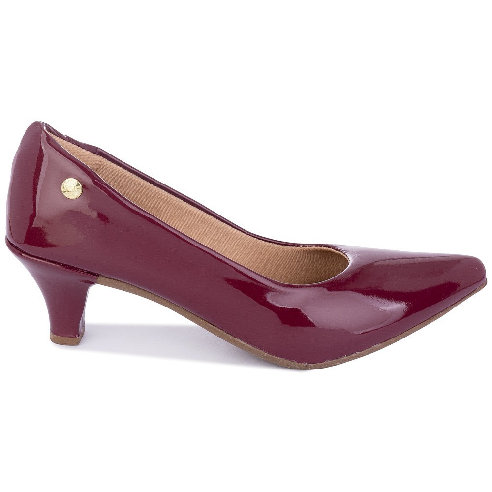 Sapato Feminino Scarpin Bico Fino Salto Fino Verniz Macio