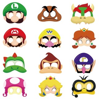 12pcs Máscara Mista De Papel Super Mario Bros Para Festa De Aniversário Infantil Brinquedos Infantis em Oferta na Shopee