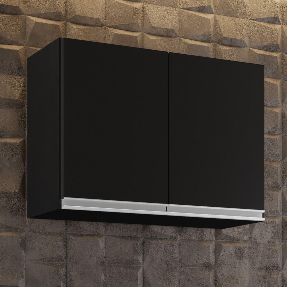 Armário Aéreo 80cm 2 Portas Califórnia Preto - Lumil Móveis em Oferta na Shopee
