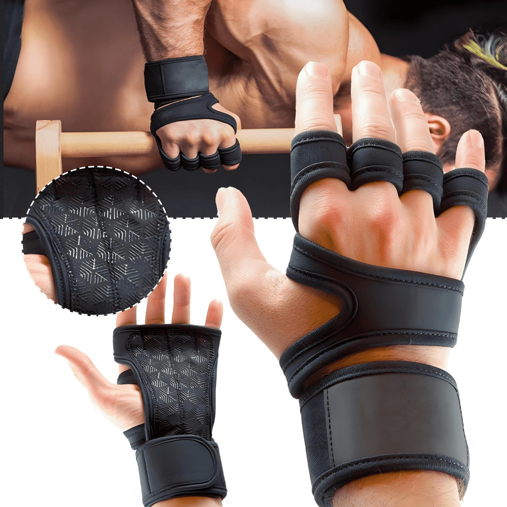 Luva Academia Com Munhequeira Musculação Treino Esportiva Luvas Ciclismo Ginástica Grip