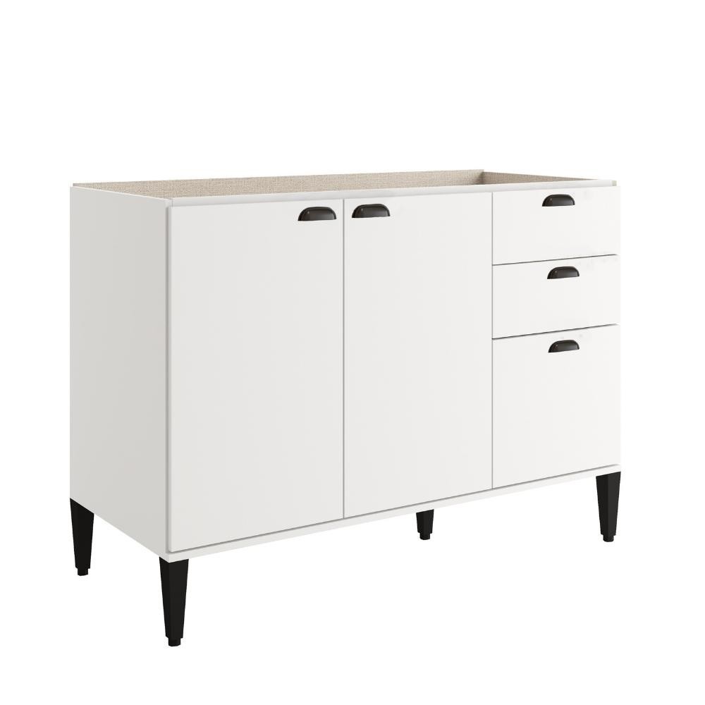 Balcão de Cozinha 1200mm s/ Tampo Lótus Carraro Branco - Home & Living