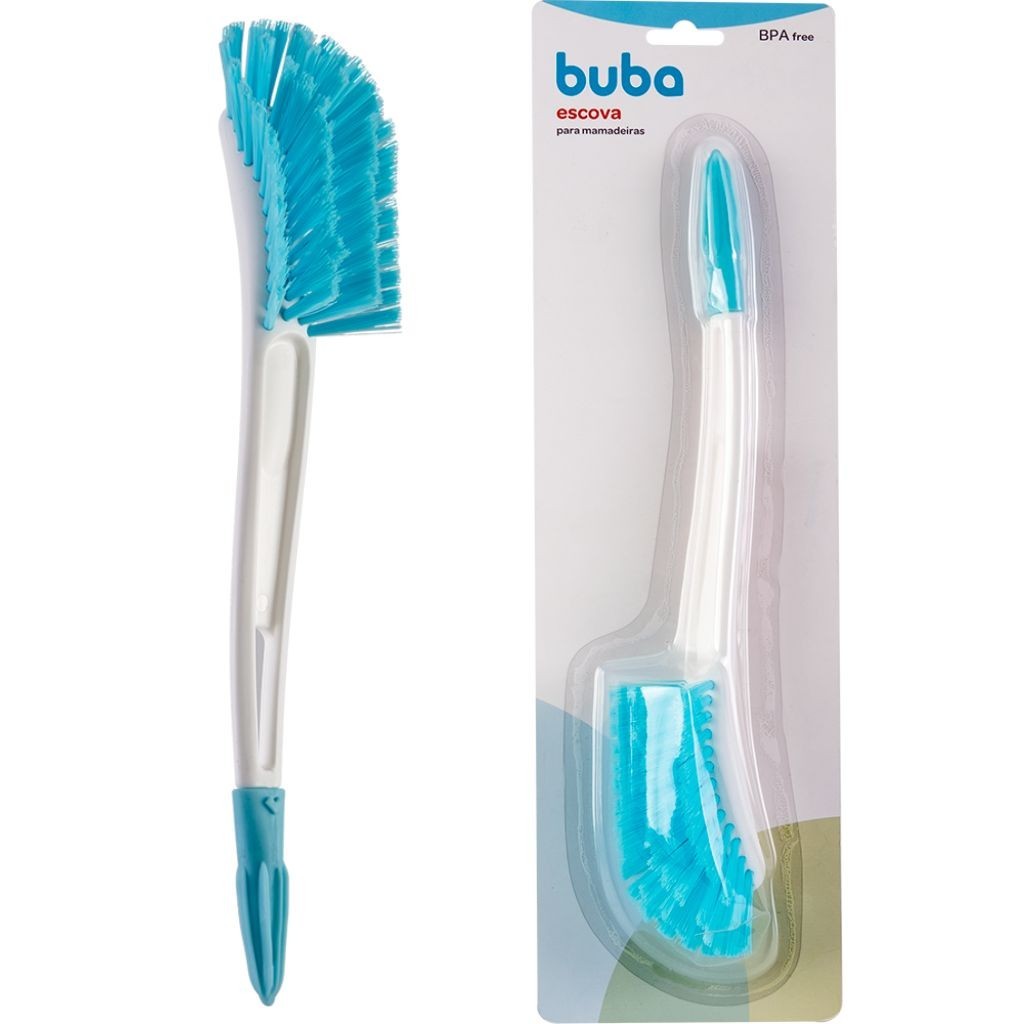 Escova Para Mamadeira Com Limpador De Bico Azul 12728 - Buba