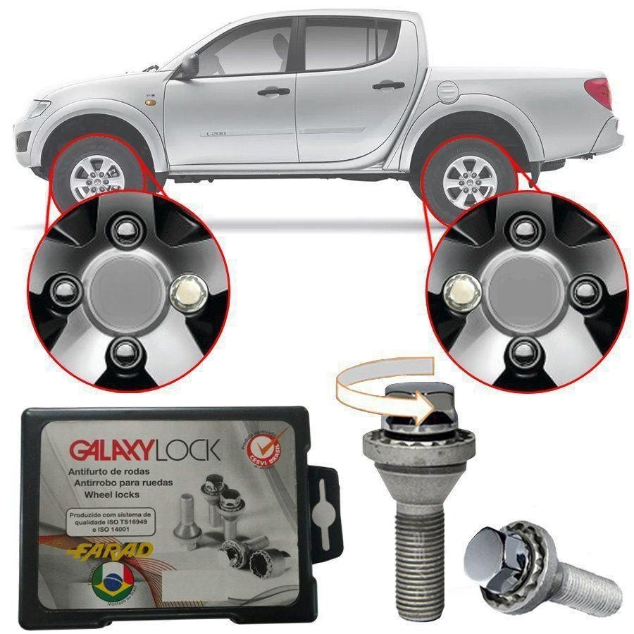 Trava Antifurto Anti Roubo de Roda Parafuso Porca Farad Galaxylock Mitsubishi L200 Triton 2008 à 2019 Com Mais de 10.000 Segredos 482/M