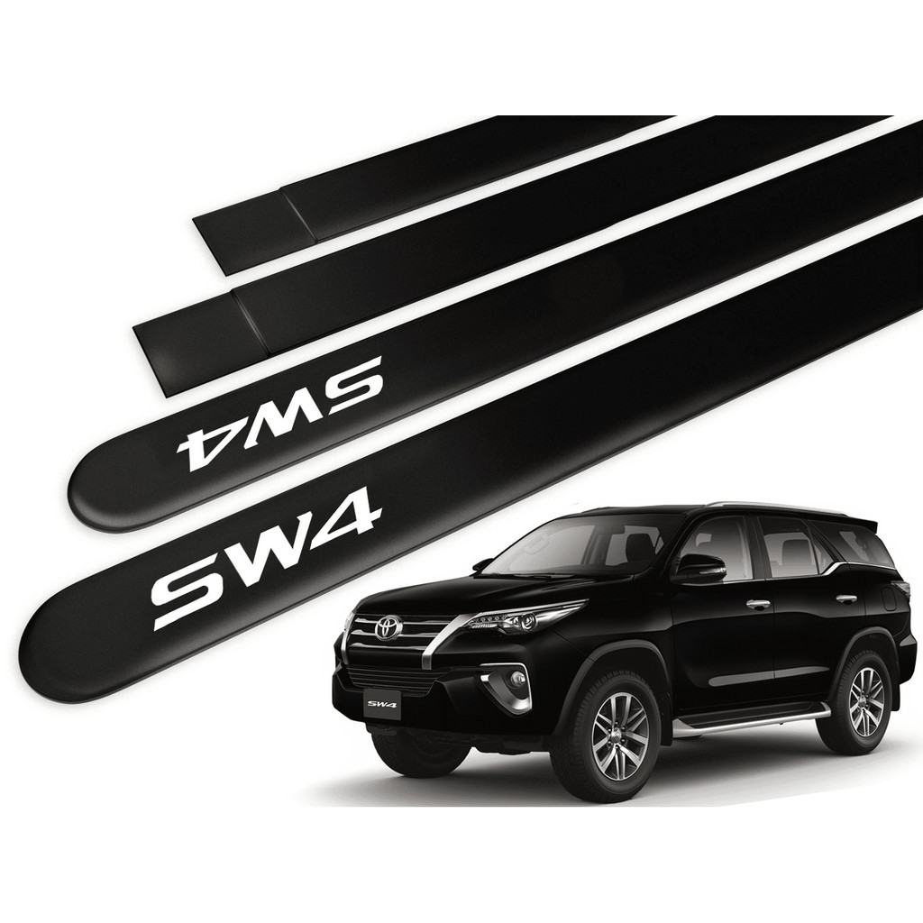 Jogo Friso Lateral Toyota Hilux SW4 06/.. Preto Eclips Ponta Redonda com Grafia - Tiger