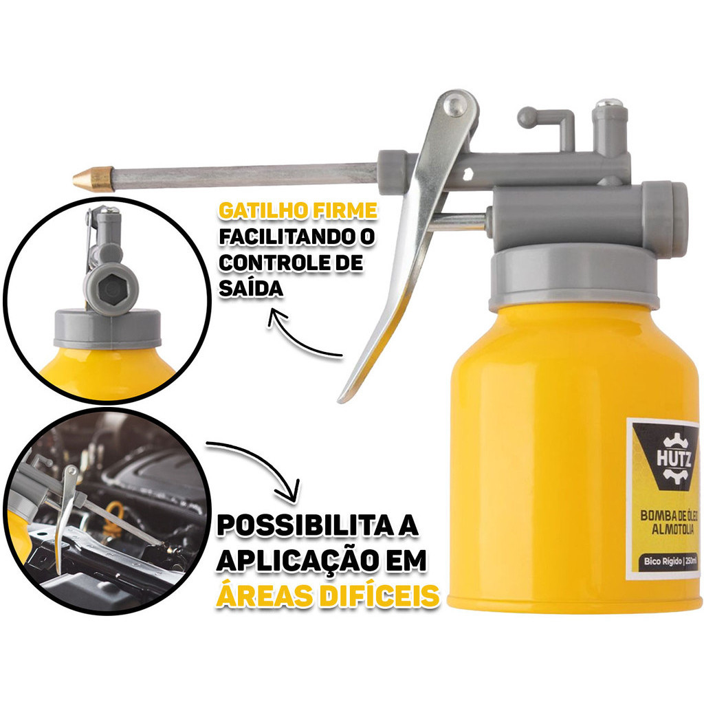 Almotolia De Ferro Com Bico Rígido Bomba De Óleo Para Mecânico Lubrificação De Peças 250ml Hutz - Spare Parts and Accessories for Vehicles