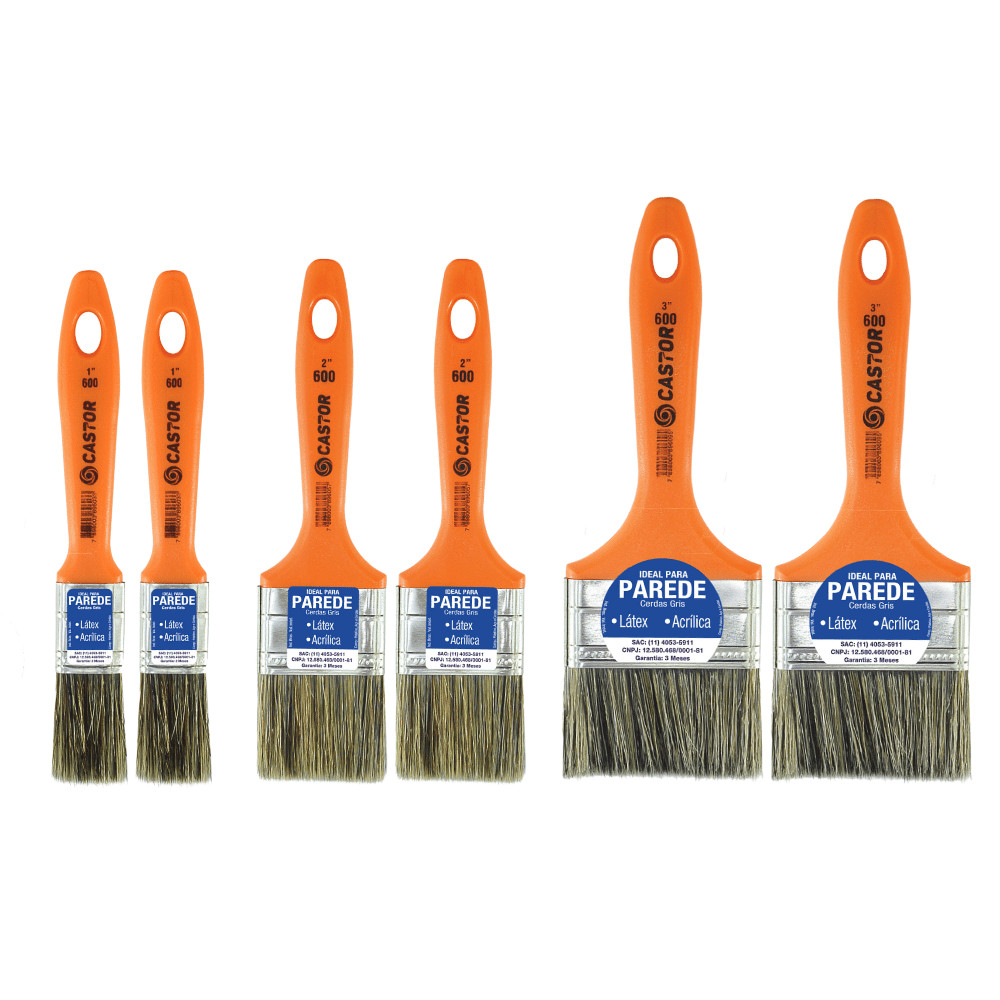 Kit 6 Trinchas Cerdas Gris Série 600 - Castor em Oferta na Shopee