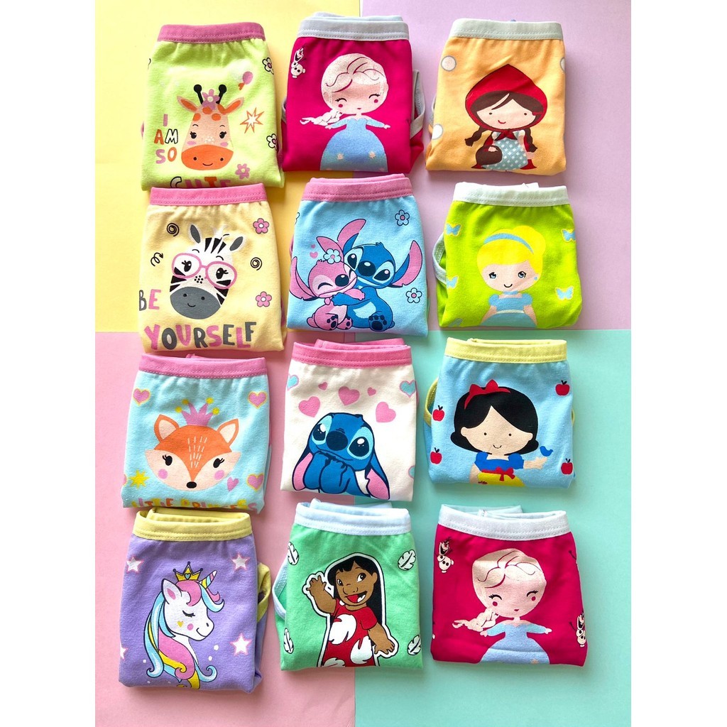 Kit 5 calcinha infantil de algodão, qualidade Premium, confortáveis para desfralde estampas variadas