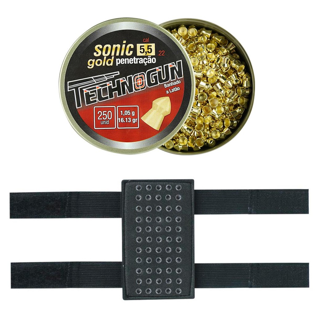 CHUMBINHO TECHNOGUN SONIC GOLD PENETRAÇÃ O 15,65GR 250UN. 5.5MM + PORTA CHUMBINHOS em Oferta na Shopee
