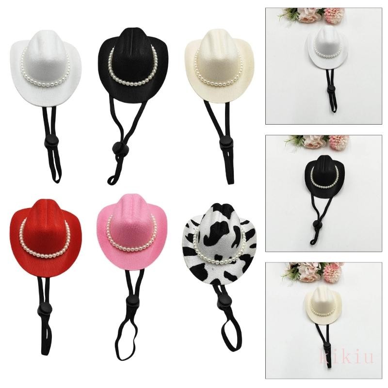 Chapéu Elegante kikiu Para , Pérolas , Halloween , Estimação Cowboy