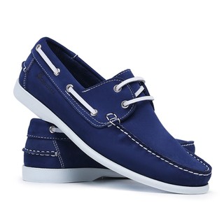 Mocassim Masculino Dockside Viena Azul Royal Conforto Drive Couro Legítimo Solado Borracha 606