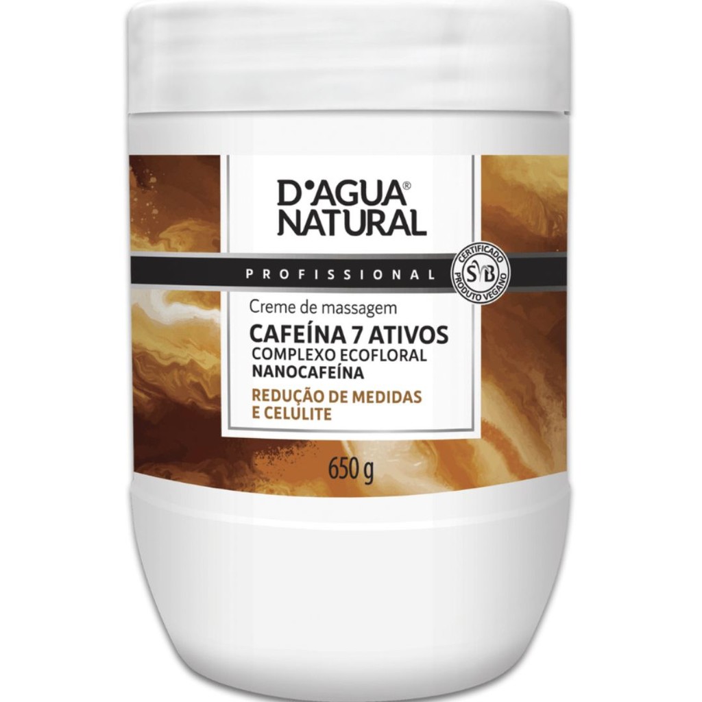 Creme De Massagem Cafeína 7 Ativos D'agua Natural 650G