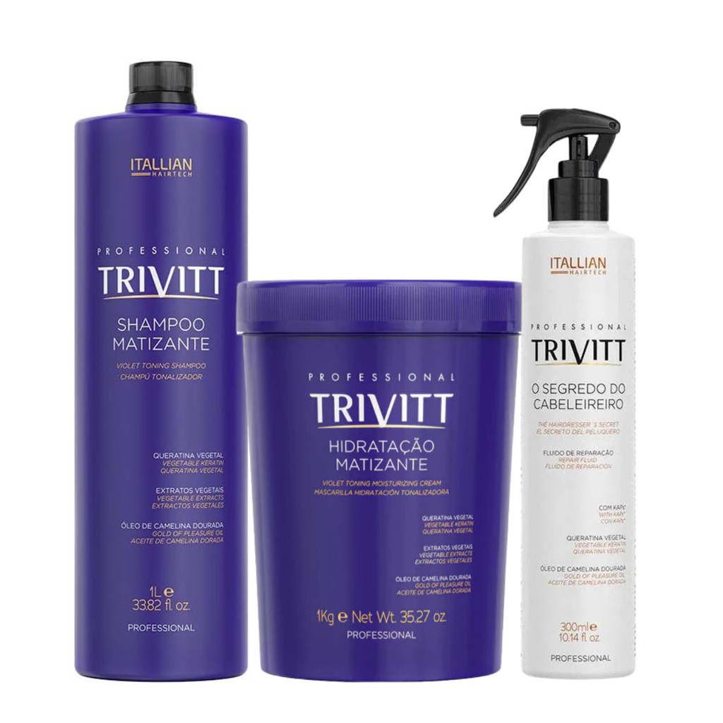 Shampoo & Másk Matizante Trivitt 1L & Segredo Cabelereiro