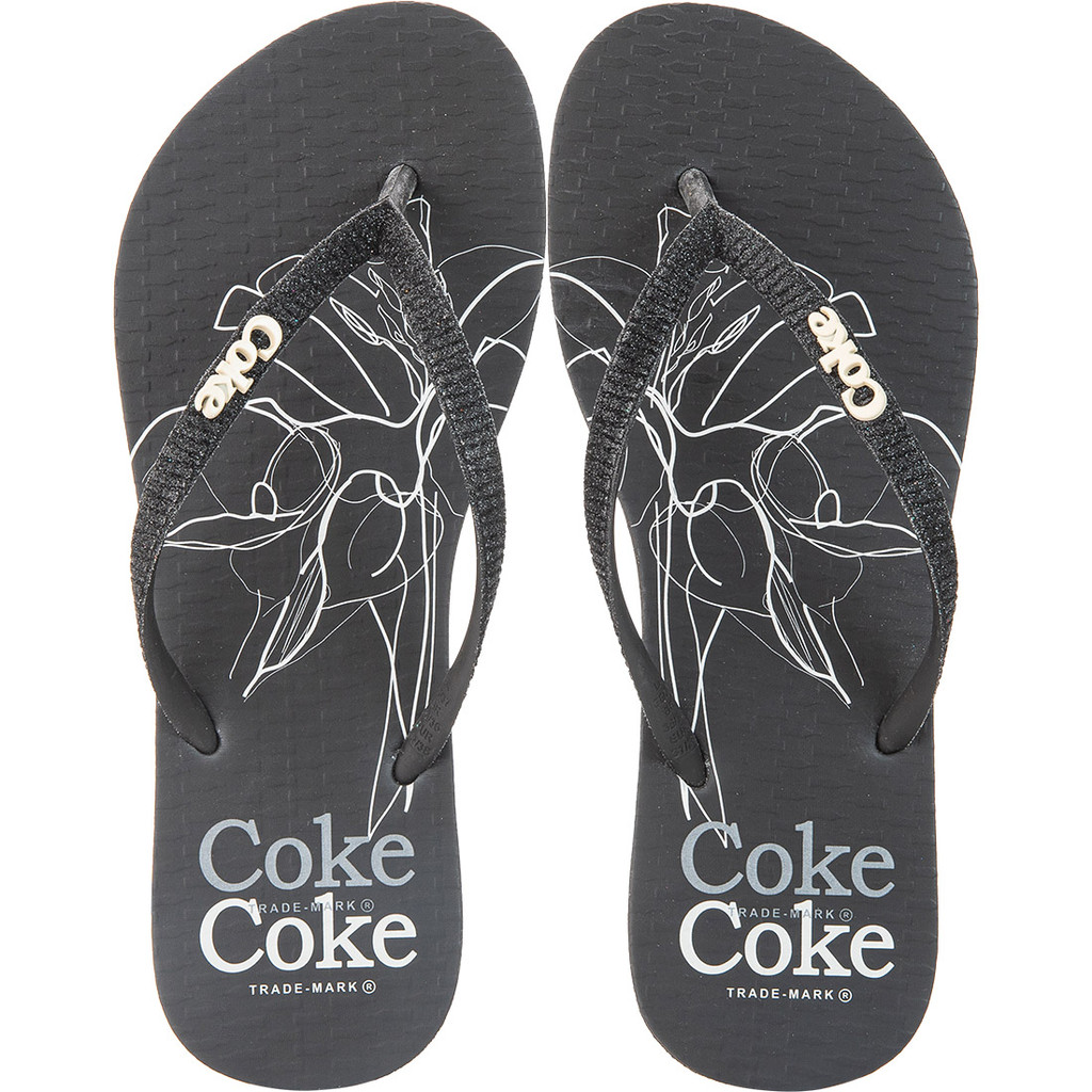 Chinelo Coca-Cola Preto Rose Claro Tira Brilho Glitter Versalhes Feminino Nº 33 ao 42