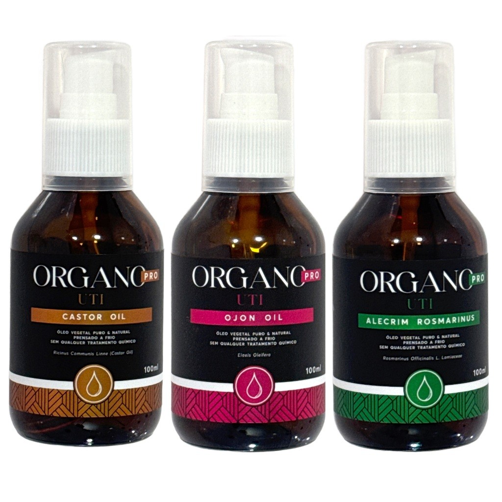 KIT OLEO VEGETAL ORGANO PRO OLEOS 100ML ALECRIM, RISCINO, OJON OLEO PURO ENVIO IMEDIATA PRONTA ENTRG