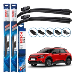 Kit 3 Palhetas Dianteiras Multiclip + Traseira REAR Original Bosch Citroen C4 Cactus 2019 A 2024