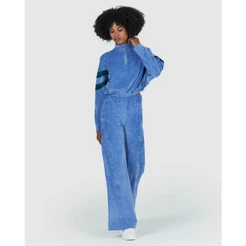Calça Wide Leg Feminina Em Plush Canelado