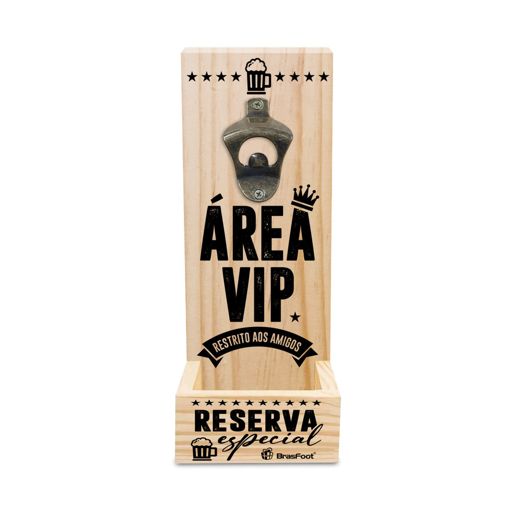 Abridor de Garrafa Cerveja Parede C/ Porta Tampinha Area Vip