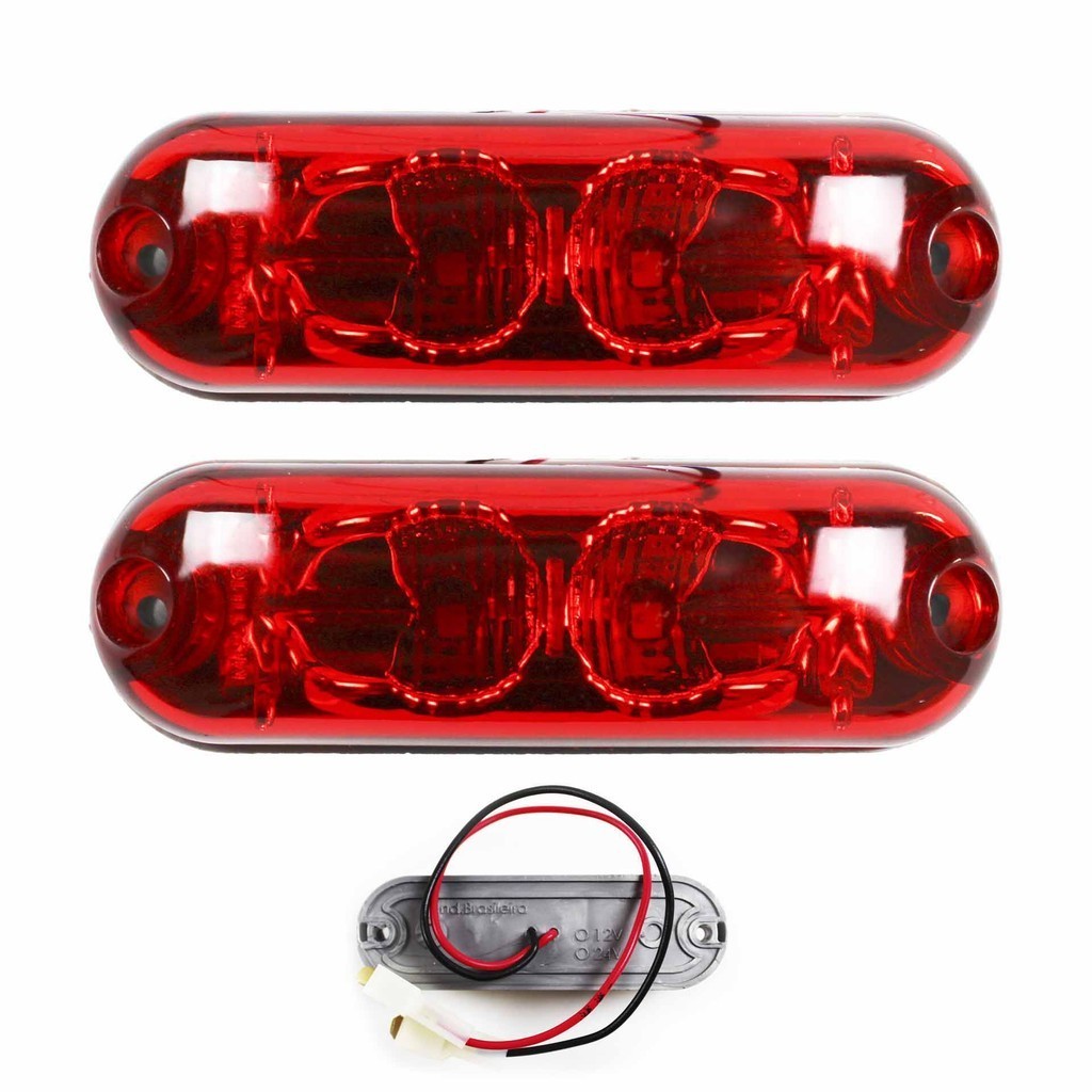 2 Lanterna Ônibus Caminhão Vigia Teto Cromada 2 LED 24 Volts VM