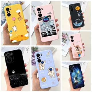 Xiaomi Poco F3 Capa Do Pára-Choques Estética De Silicone À Prova De Choque Cartoons Bonitos Gato Astronauta Padrão