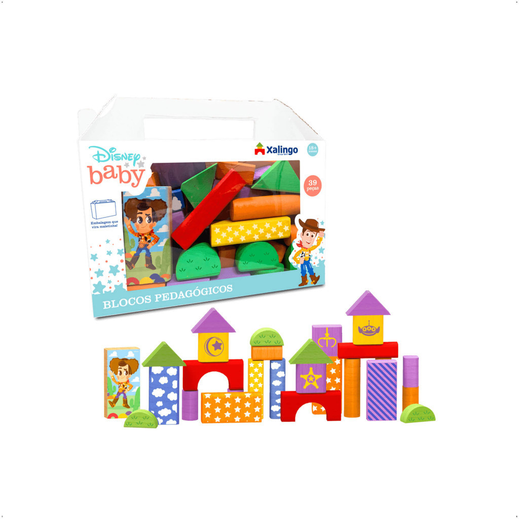 Brinquedo Blocos Pedagógicos Toy Story Disney Baby 39 Peças Desenvolve a Coordenação Motora do Bebê Xalingo - 13187 em Oferta na Shopee
