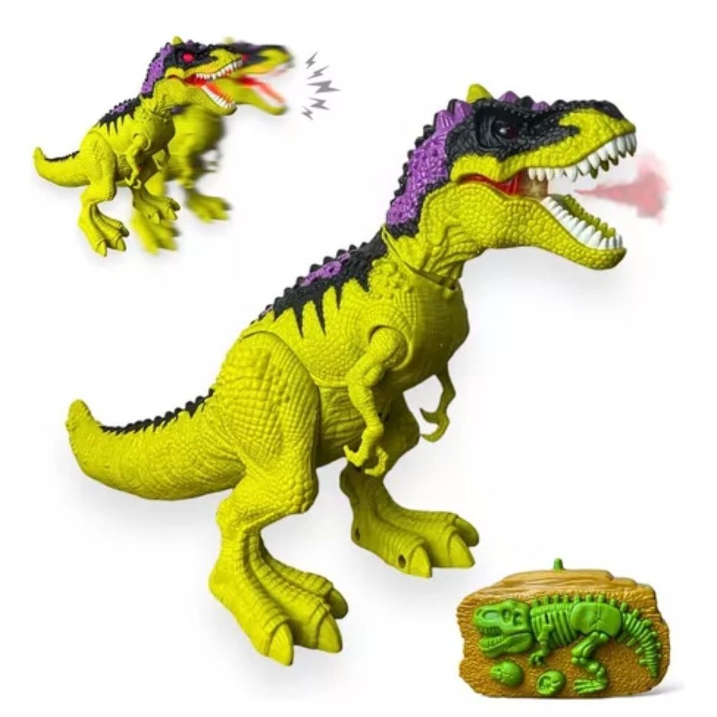 Brinquedo Dinossauro T-Rex Controle Remoto Fumaça Anda Som em Oferta na Shopee