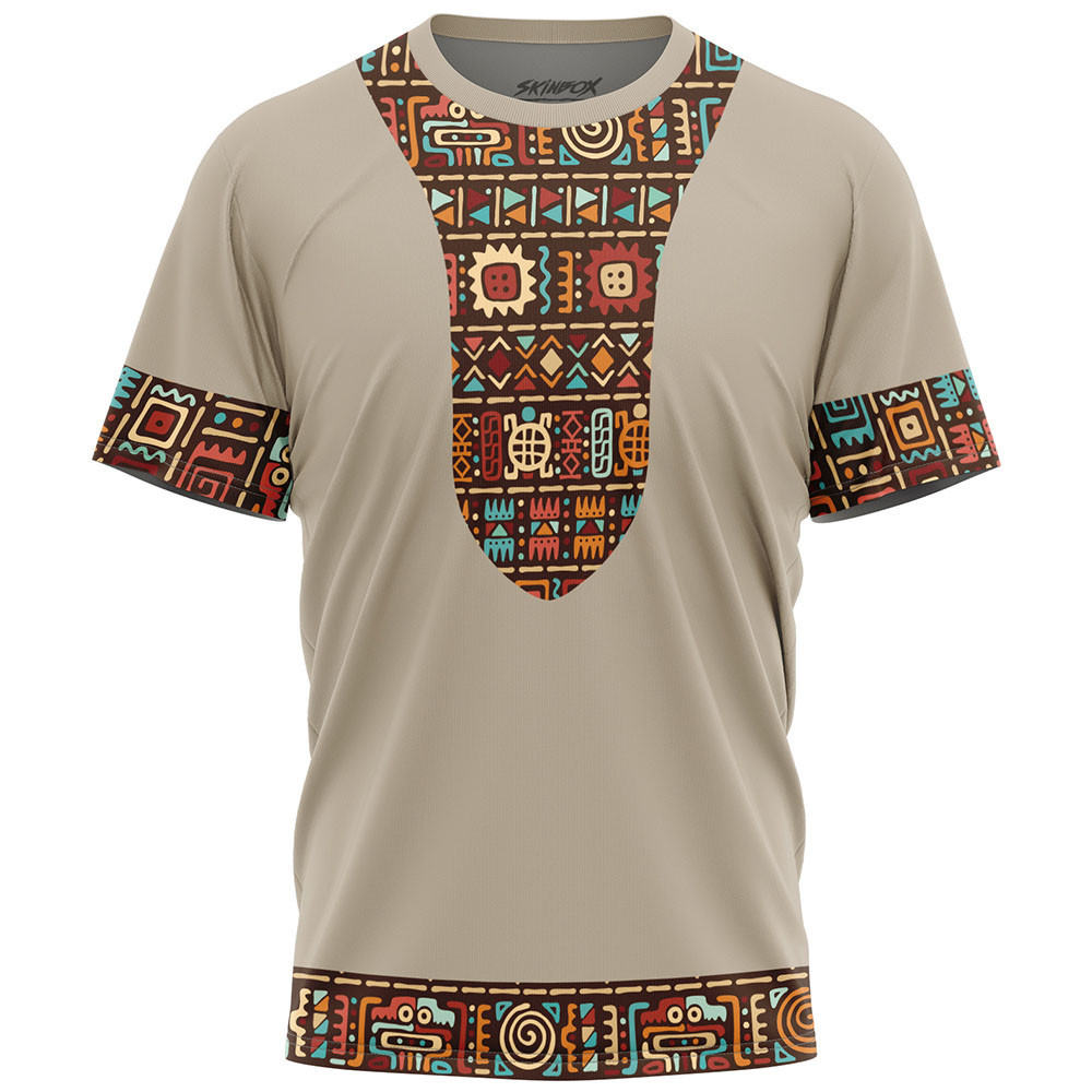 Camiseta Masculina Etnica Tribal Dashiki Native 2 Moderna Streetwear Versátil Regulação Térmica
