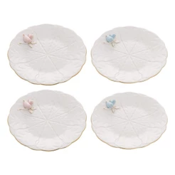 4 Pratos para Sobremesa Wolff Birds de Porcelana 19 cm