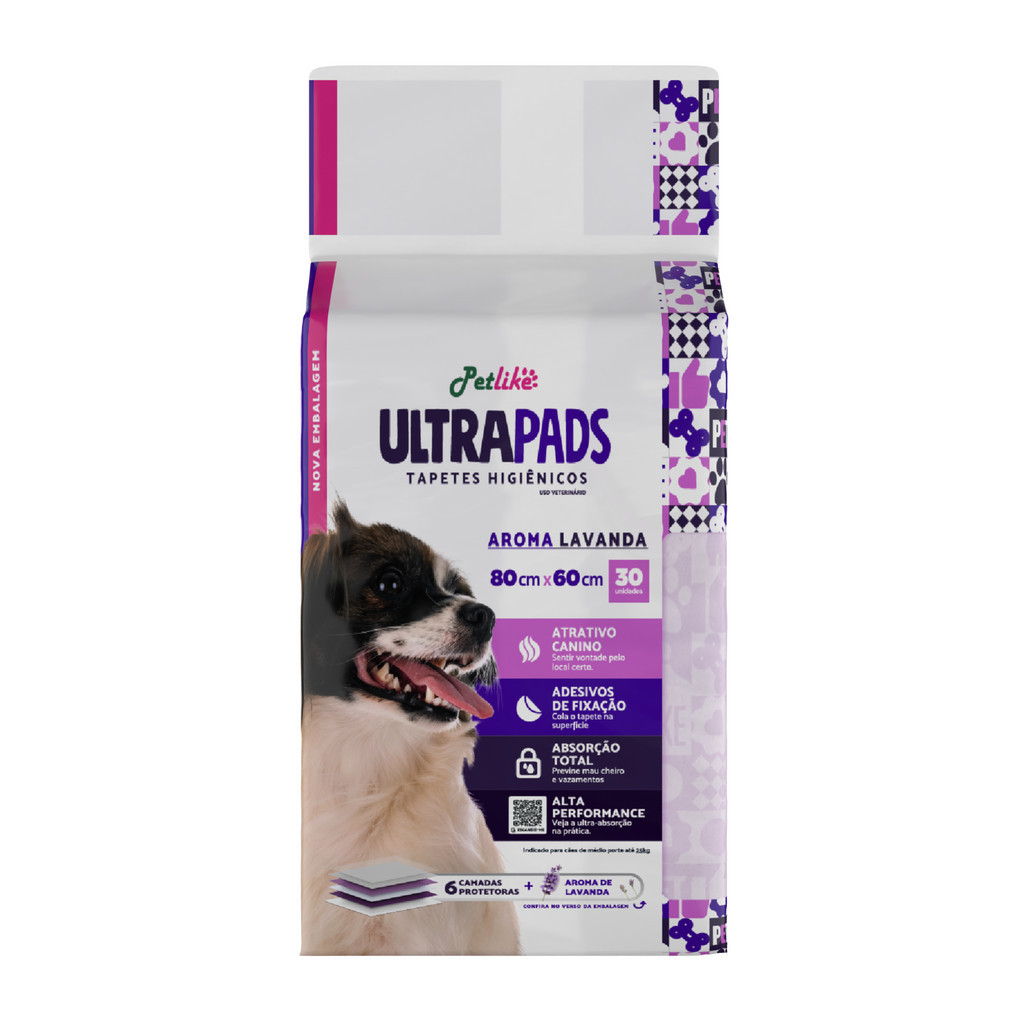 Tapete Higiênico Ultra Pads 80x60cm c/ 30un Lavanda Petlike em Oferta na Shopee