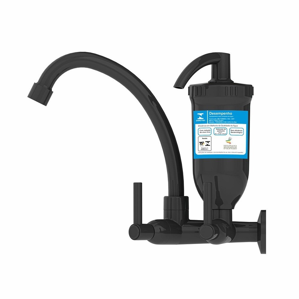 Torneira Filtro de Parede 1/4 De Volta 2167 C70 Preta em Oferta na Shopee