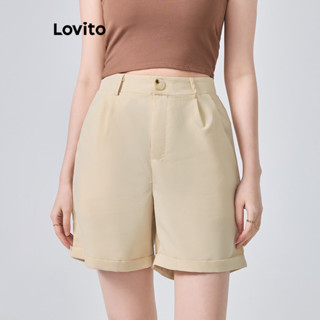 Lovito Boho Shorts Básicos Plissados para Mulheres L74ED147