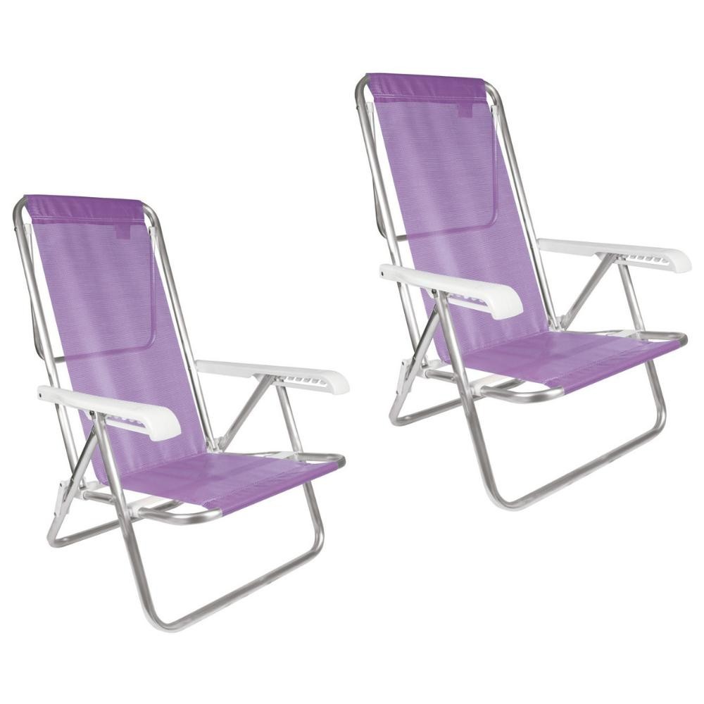 Kit 2 Cadeira Praia Reclinável 8 Posições Alumínio Mor Lilas em Oferta na Shopee