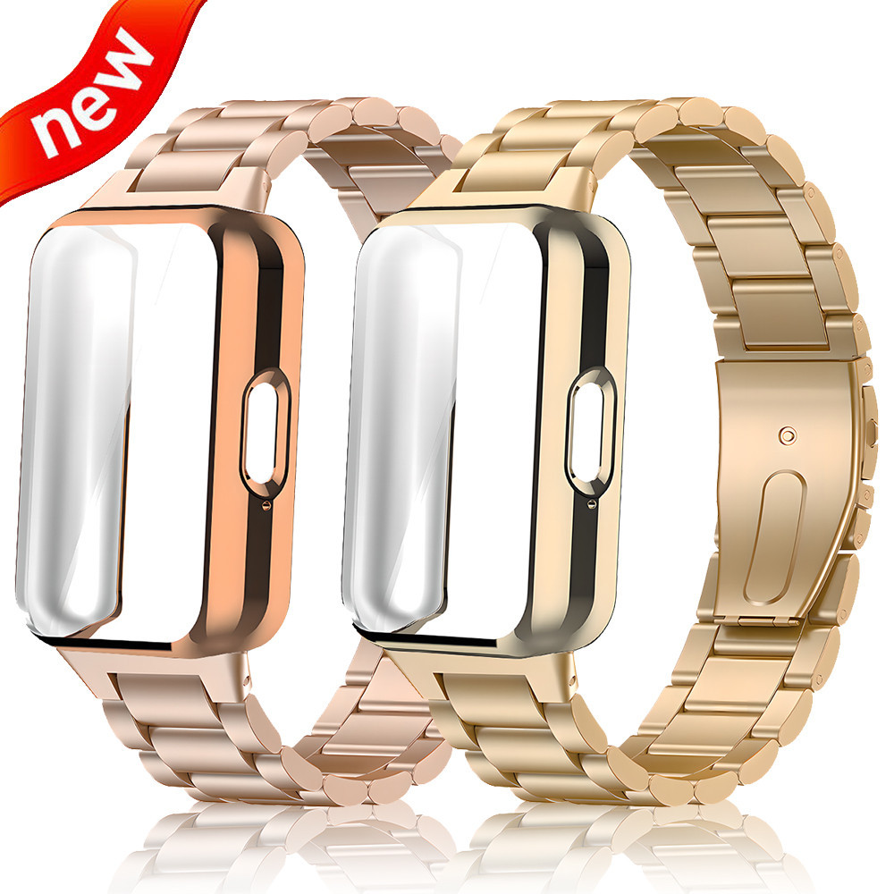 Case + Band Para Samsung Galaxy Fit 3 Pulseira De Aço Inoxidável Tela Protetora 